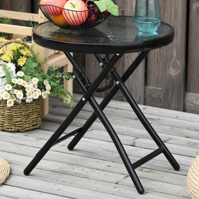 Outsunny Black Round Foldable Garden Table - image 1