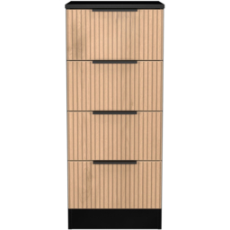 Crowndale Java Slatt Effect and Black 4 Drawer Bedside Cabinet - thumbnail 2