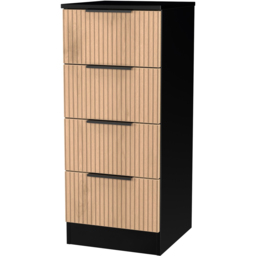 Crowndale Java Slatt Effect and Black 4 Drawer Bedside Cabinet - thumbnail 4