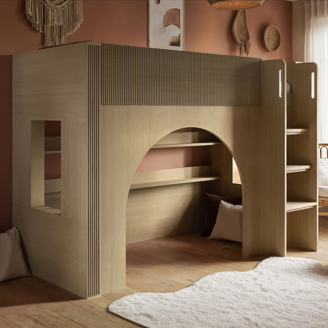 Flair Kaska Oak Single Ribbed Panel Mid Sleeper Bed - image 1