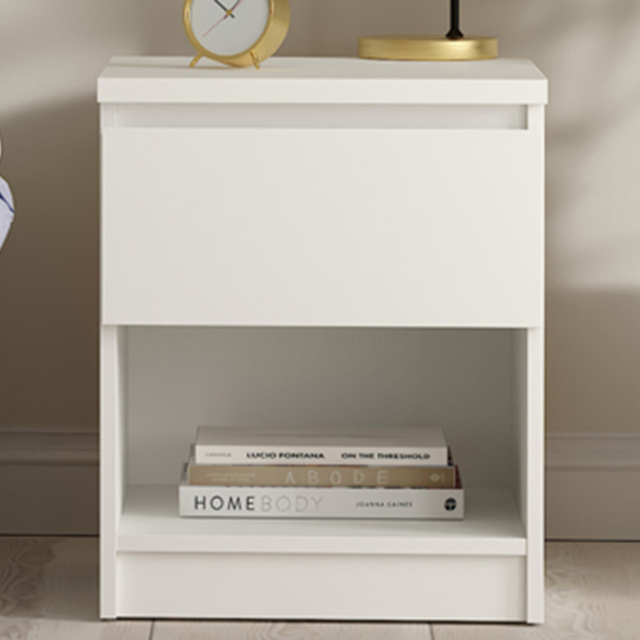 Florence Naia Single Drawer Single Shelf White Bedside Table - image 1