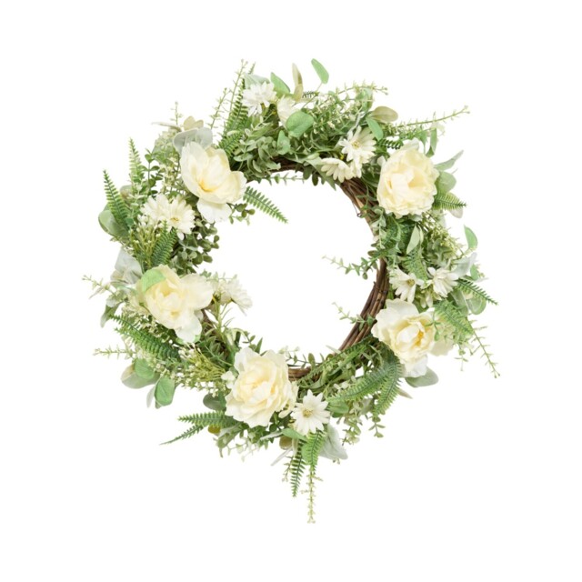Peony and Daisy Wreath Ivory - image 1
