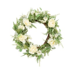 Peony and Daisy Wreath Ivory - thumbnail 1