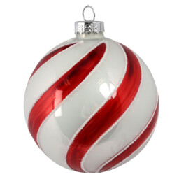 Candy Cane Swirl Red and White Bauble - thumbnail 1