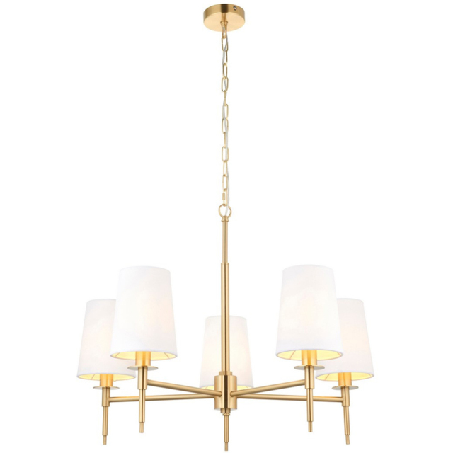 Merano Florence Multi Arm White and Satin Brass 5 Light Pendant Ceiling Lamp - image 1