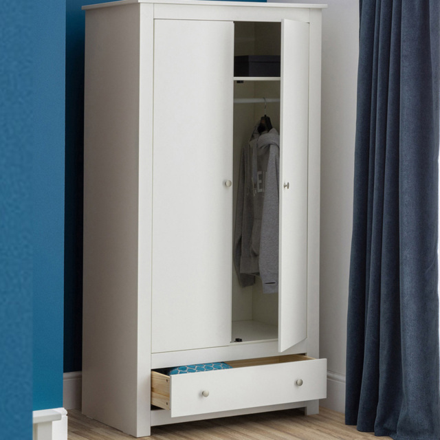 Julian Bowen Radley 2 Door Single Drawer Surf White Wardrobe - image 1