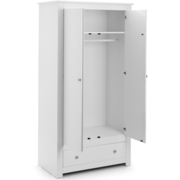 Julian Bowen Radley 2 Door Single Drawer Surf White Wardrobe - thumbnail 4