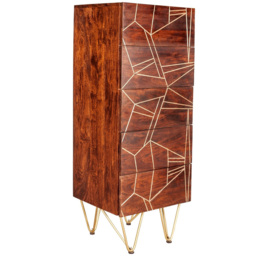 Brooklyn Ozella 5 Drawer Dark Gold Tall Chest of Drawers - thumbnail 2