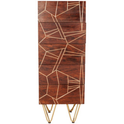 Brooklyn Ozella 5 Drawer Dark Gold Tall Chest of Drawers - thumbnail 3
