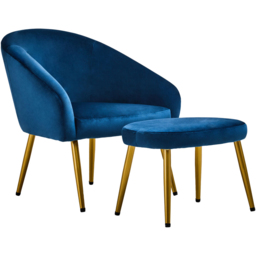Premier Housewares Yasmeen Midnight Blue Chair and Footstool - thumbnail 2