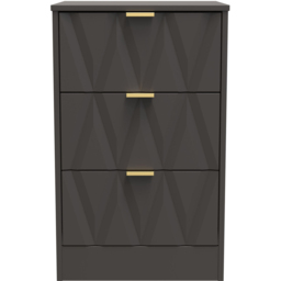 Crowndale Las Vegas 3 Drawer Graphite Bedside Table Ready Assembled - thumbnail 3