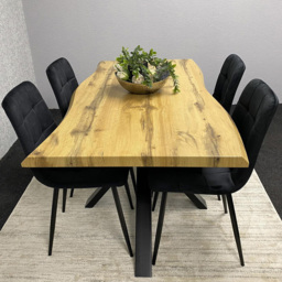 Kosy Koala 4 Seater Velvet Wooden Rectangle Dining Set Black