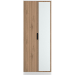 Crowndale Java Slatt Effect and White 2 Door Tall Mirrored Wardrobe Ready Assembled - thumbnail 2