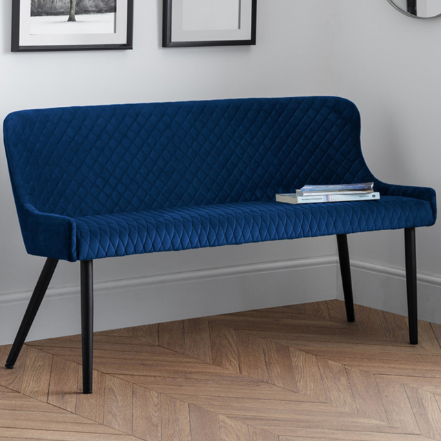 Julian Bowen Luxe 2 Seater Blue High Back Dining Bench - image 1