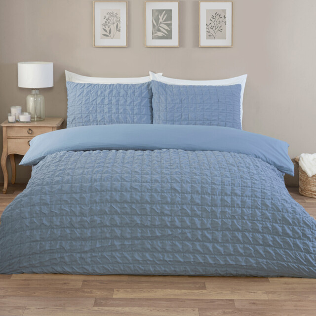 Kingston Check Duvet Set Blue Double - image 1