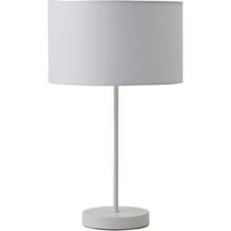 ValueLights Charlie White Table Lamp with Drum Shade and Bulb