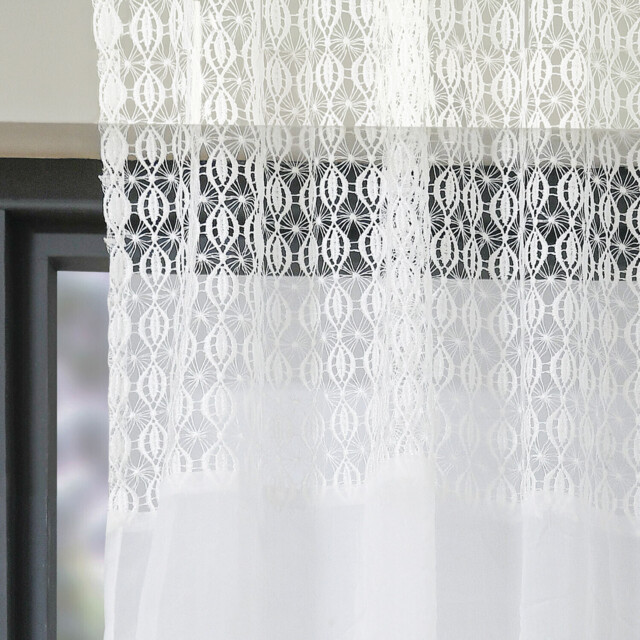 Esther White Lace Voile Curtain 137 x 213cm - image 1