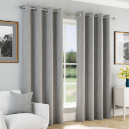 Enhanced Living Herringbone Grey Blackout Eyelet Thermal Curtains 229 x 229cm - thumbnail 1
