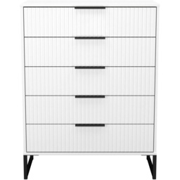 Crowndale Fluted 5 Drawer White Matt Chest of Drawers Ready Assembled - thumbnail 2