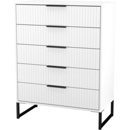 Crowndale Fluted 5 Drawer White Matt Chest of Drawers Ready Assembled - thumbnail 4