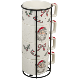 Set of 4 Jolly Santa Stacking Mugs - thumbnail 3