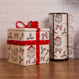Set of 4 Jolly Santa Stacking Mugs - thumbnail 2