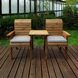 Charles Taylor 2 Seater Straight Companion Seat with Grey Cushions - thumbnail 2