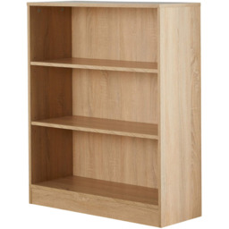 Home Source Clara Oak 3 Shelf Short Storage Bookcase - thumbnail 2