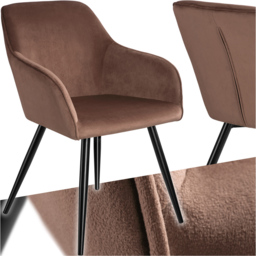 tectake Marilyn Padded Brown and Black Velvet Dining Chair - thumbnail 2