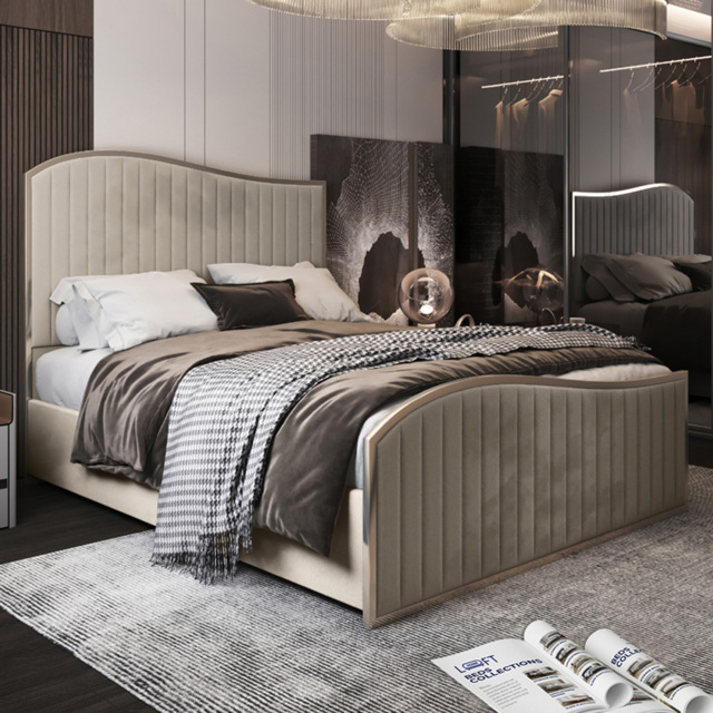 Brixton Silver Small Double Velvet Upholstered Metal Bed Frame with Wave Headboard - image 1