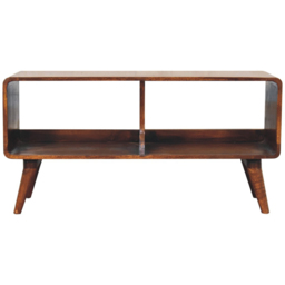 Artisan Furniture Chestnut 2 Shelf Mango Wood Curved Media Unit - thumbnail 2
