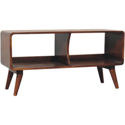 Artisan Furniture Chestnut 2 Shelf Mango Wood Curved Media Unit - thumbnail 4