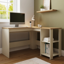 GFW Lancaster Cream 2 Shelf Corner Computer Desk