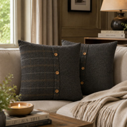 Artisan Furniture Quinn Pewter and Black Cushion 45 x 45cm 2 Pack - thumbnail 2
