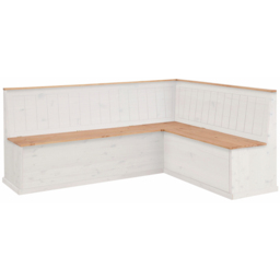 Loft24 Sara 4 Seater White Solid Pine Wood L-Shaped Corner Kitchen Bench - thumbnail 2