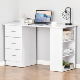 Portland 3 Drawer 3 Shelf Computer Desk White