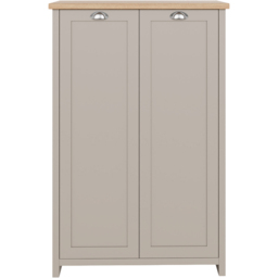 GFW Lancaster Grey and Oak 2 Door Tall Shoe Cabinet - thumbnail 4