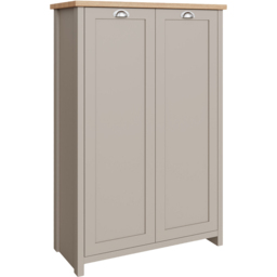 GFW Lancaster Grey and Oak 2 Door Tall Shoe Cabinet - thumbnail 2
