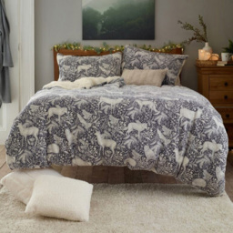 Deyongs Woodland Folk Grey Fleece King Size Duvet Set - thumbnail 1