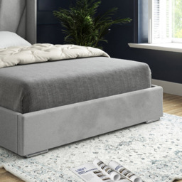 Bellini Grey Small Single Velvet Upholstered Bed Frame with Wide Curved Winged Headboard - thumbnail 4