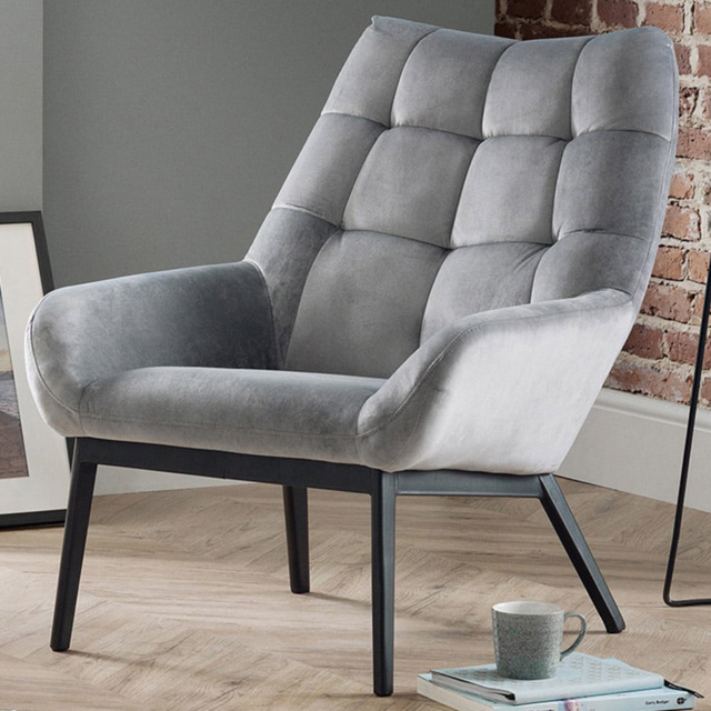 Julian Bowen Lucerne Grey Velvet Chair - image 1