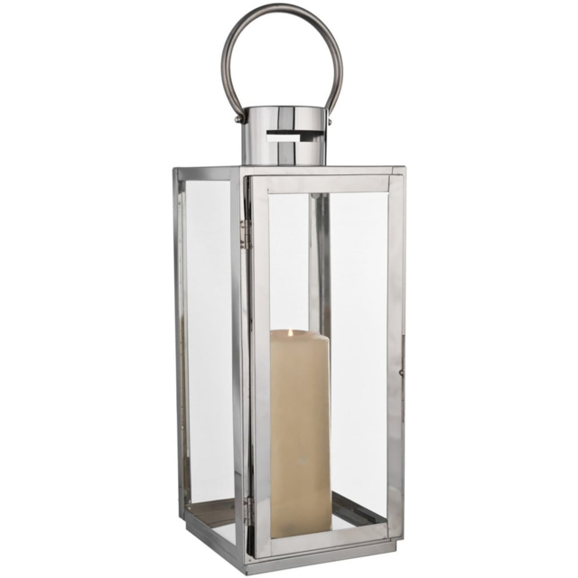 Silver Stainless Steel and Glass Lantern - image 1