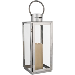 Silver Stainless Steel and Glass Lantern - thumbnail 1