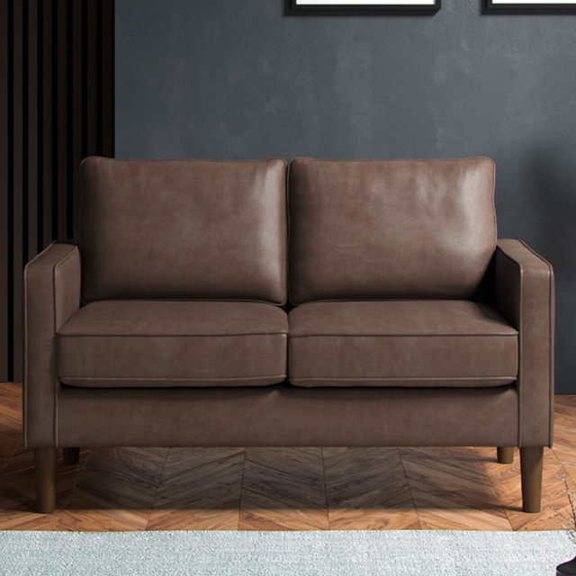 Bexhill Brown Faux Leather 2 Seater Sofa - image 1