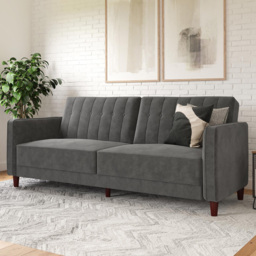 Dorel Pin Tufted Grey Velvet Transitional Sofa Bed