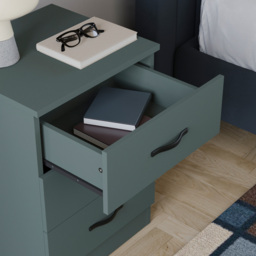 Vida Designs Riano Jasper Green 3 Drawer Bedside Table - thumbnail 3