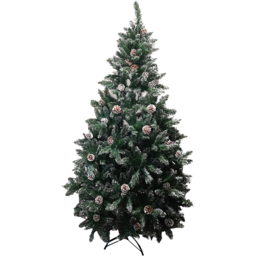 Samuel Alexander Rocky Mountain Pine Green Snow Tip Artificial Christmas Tree with Pine Cones 6ft