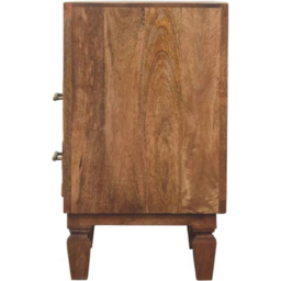 Artisan Furniture Cadiz Carved Golden Teak 2 Drawer Single Shelf Solid Wood Bedside Table - thumbnail 4