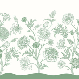 Origin Murals Jacobean Rose Trail Green Wall Mural - thumbnail 2