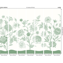 Origin Murals Jacobean Rose Trail Green Wall Mural - thumbnail 3